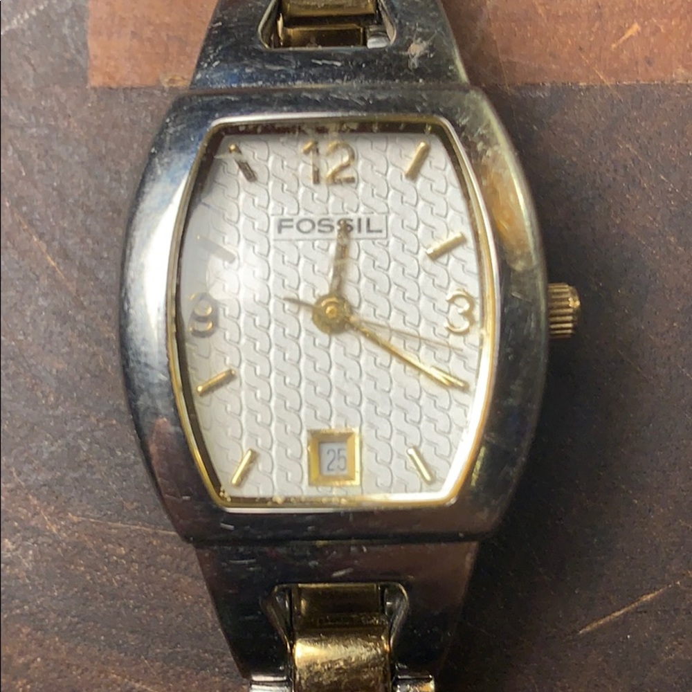 Fossil F2 silver/gold color tank watch